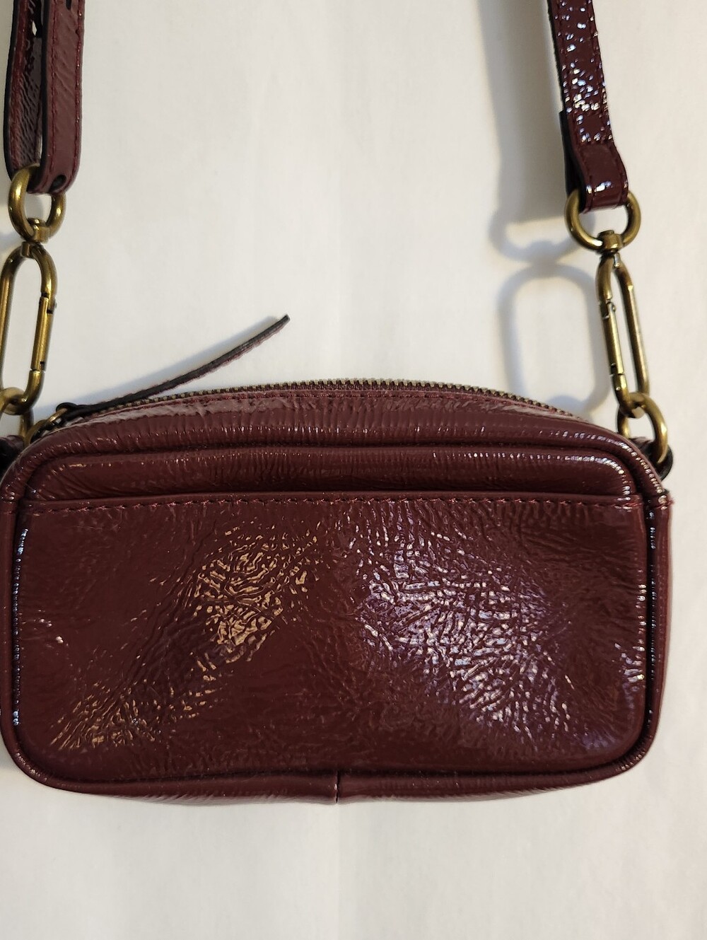 Patent Leather Crossbody Bag in Milk Chocolate Patent Leather